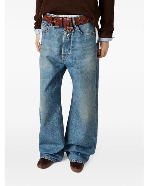 Miu Miu Blue Five-Pocket Washed Denim Jeans