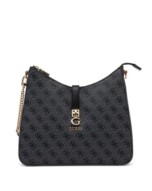 Guess Zamira Monogrammed Shoulder Bag Black