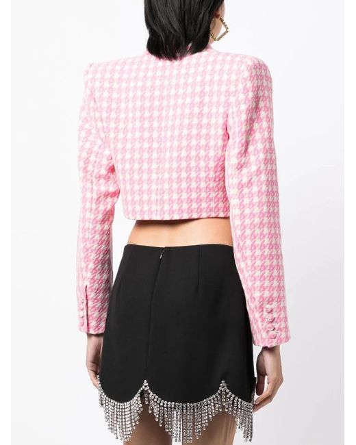 Area Pink Deco Bow Slit Cropped Blazer
