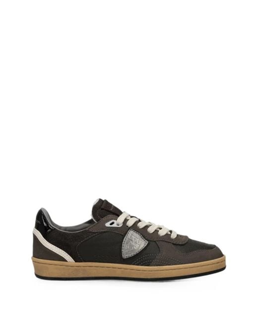 Philippe Model Black Pgal Leather Panelled Sneakers
