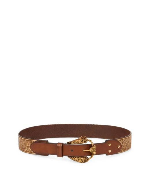 Etro Brown Leather Belt With Animal Buckle