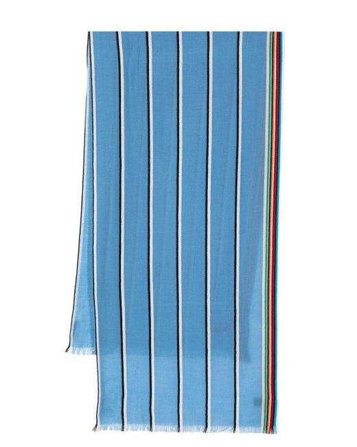 Paul Smith Artist Stripe Wool-cashmere Scarf in Blue for Men | Lyst
