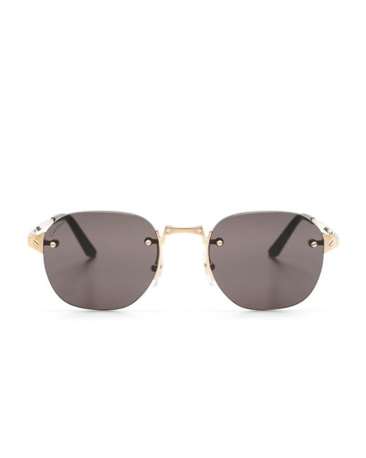 Cartier Gray Rahmenlose Sonnenbrille mit eckigen Gläsern