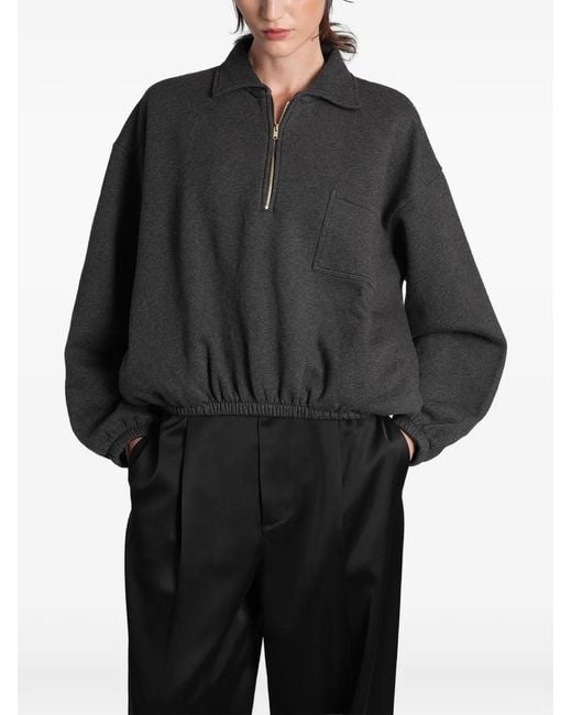 DARKPARK Black Alva Quarter-Zip Elasticated-Hem Cropped Sweatshirt