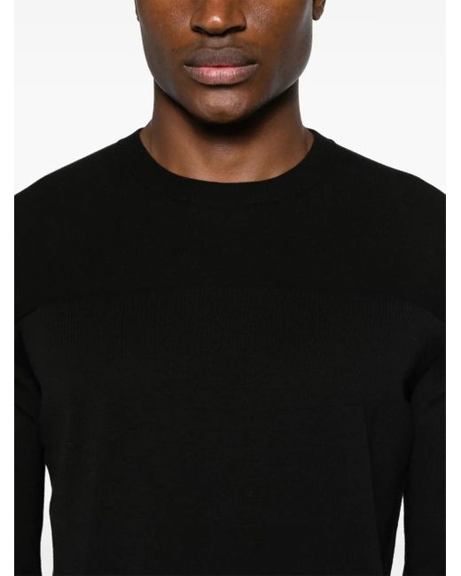 Jil Sander Black Fine Cotton Crew Neck Sweater for men