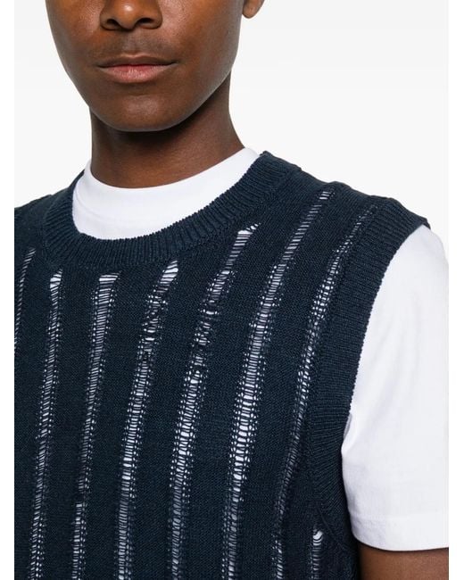 Amaranto Blue Open-Knit Vest for men