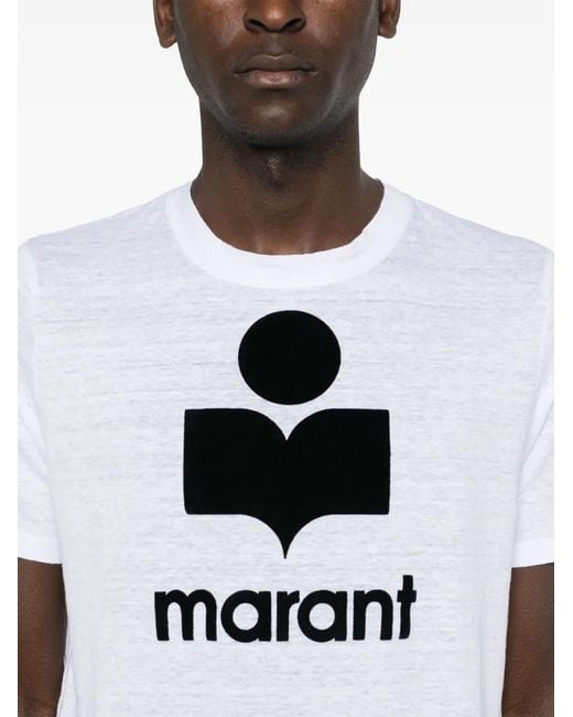 Isabel Marant White Karman Linen Logo T-Shirt for men