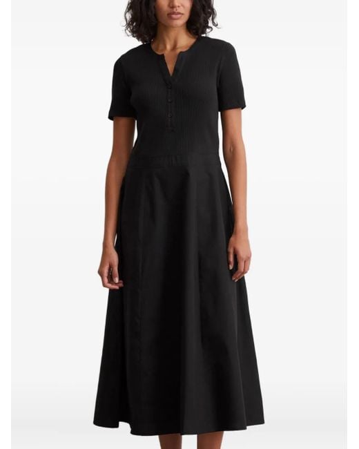 Marc O' Polo Black Ribbed Midi Dress