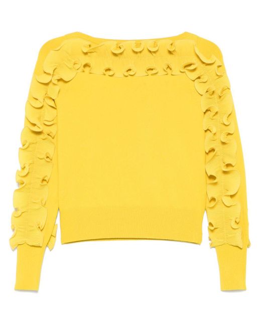 Liu Jo Yellow Ruffle-Detailed Sweater