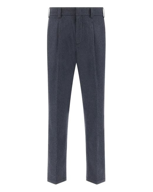 Paul & Shark Blue Flannel Trousers for men