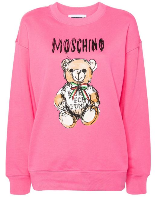 Felpa Teddy Bear con stampa di Moschino in Pink