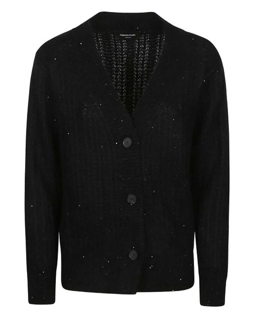 Fabiana Filippi Black Sequin-Embellished Cardigan