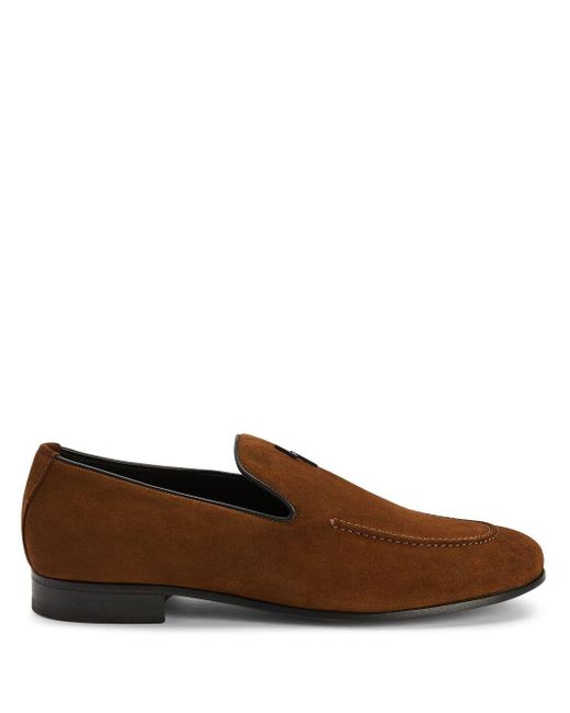 Giuseppe Zanotti Brown G-flash Motif-embroidered Loafers for men