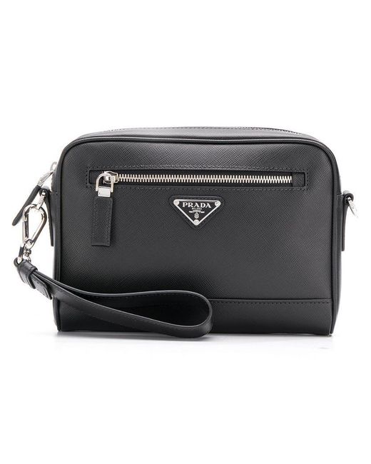 Prada Black Saffiano Leather Camera Bag for men