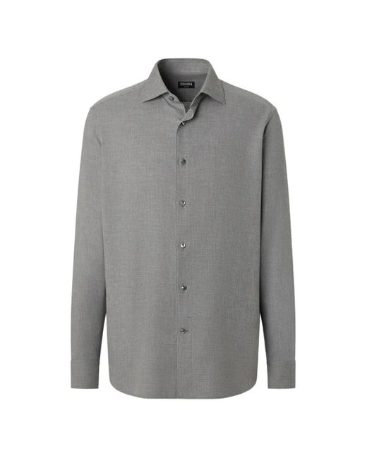 Zegna Gray Mélange Cashco Shirt for men
