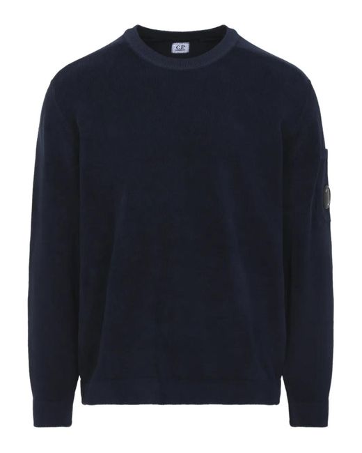 C P Company Blue Patch Crew Neck Sweater for men