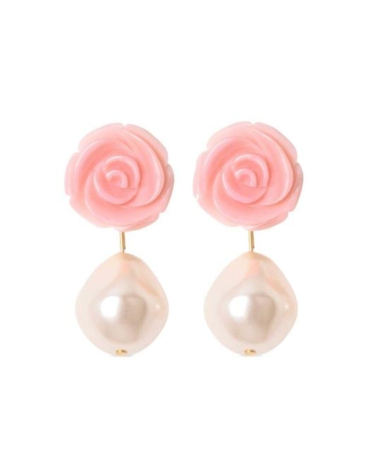 Jennifer Behr Pink Telma Floral Drop Earrings