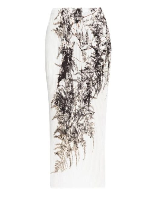 Issey Miyake Pressed Flora Maxi Skirt in White | Lyst
