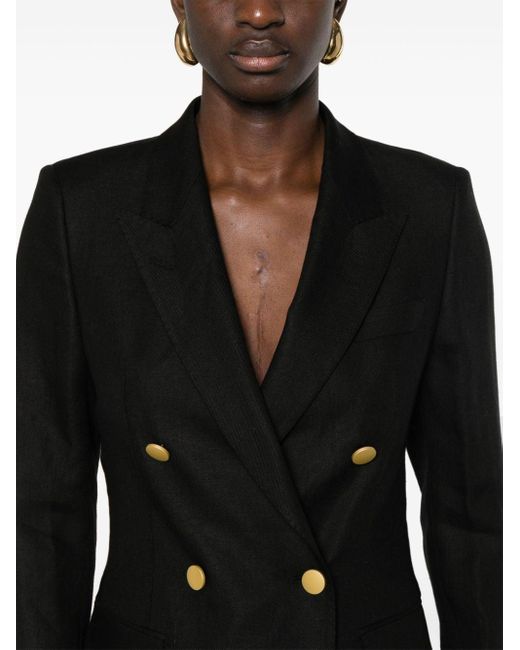 Tagliatore Black Linen Double-breasted Suit