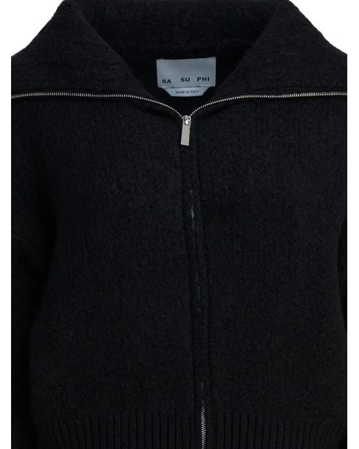 Sa Su Phi Black Zip-Fastening Cardigan