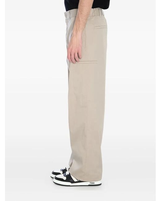 Fendi Natural Ff Logo Trousers for men