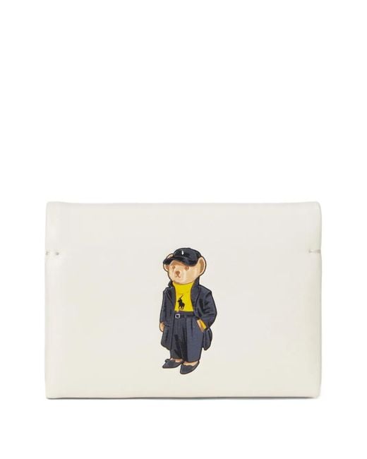 Polo Ralph Lauren White Polo Bear Flapped Cardholder