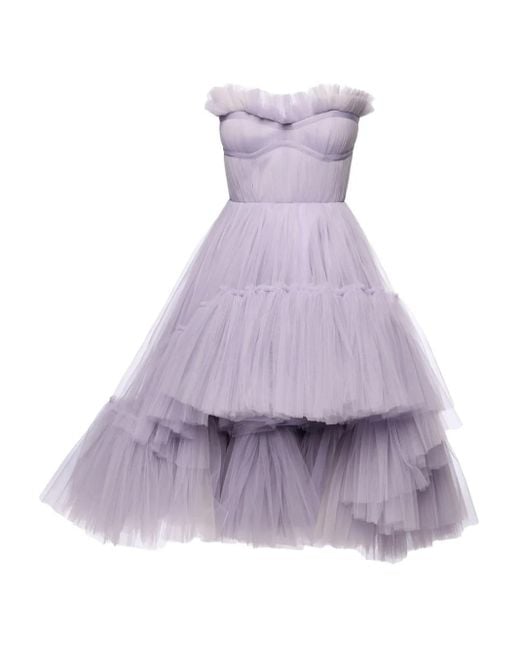 Ana Radu Purple Trägerloses Kleid mit Rüschen