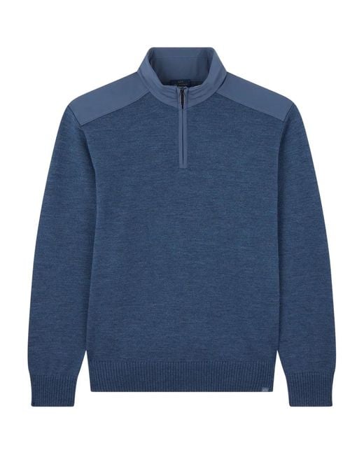 Paul & Shark Blue Half-Zip Detail Sweater for men