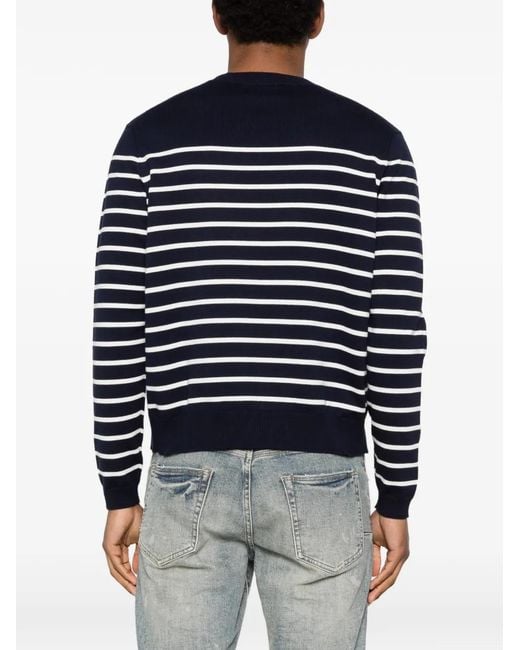 DSquared² Blue Striped Embroidered Sweater for men