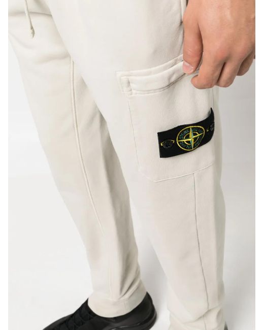 Stone Island Natural Compass-Patch Cotton Track Pants for men