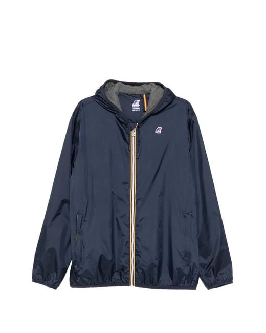 K-Way Blue Logo-Patch Zip-Up Jacket for men