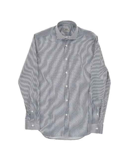 Corneliani Gray Stripe-Pattern Shirt for men