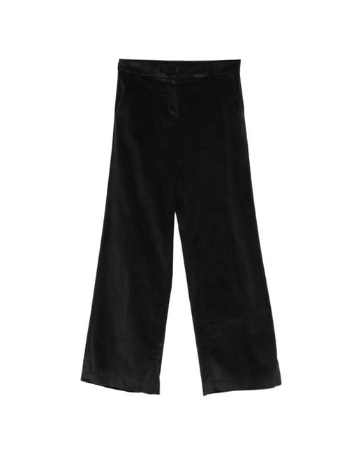 19.61 MILANO Black Concealed-Fastening Wide-Leg Trousers
