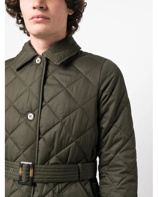 Barbour Gray Diamond-Quilted Single-Breasted Coat for men