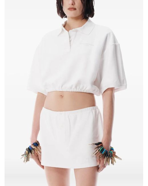 Alexander Wang Cropped Polotop Met Elastische Afwerking in het White