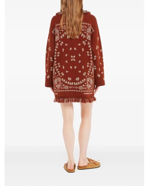 Alanui Red Bandana Cardigan mit Fransen