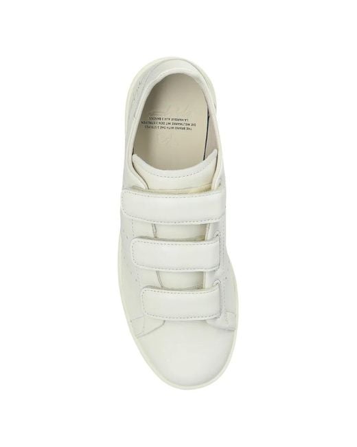 Y-3 White Triple Strap Leather Sneakers