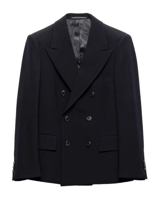 メンズ Prada ピークドラペル ジャケット Blue