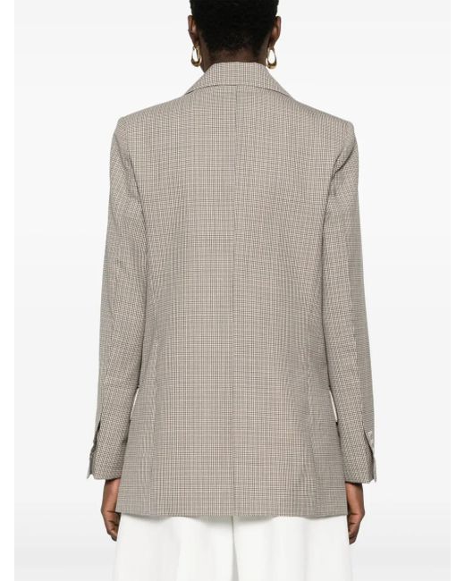 Victoria Beckham Gray Puppytooth Peak-Lapel Blazer