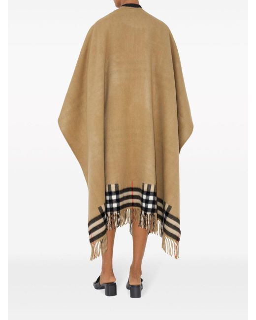 Burberry Natural Check Cashmere Wool Cape