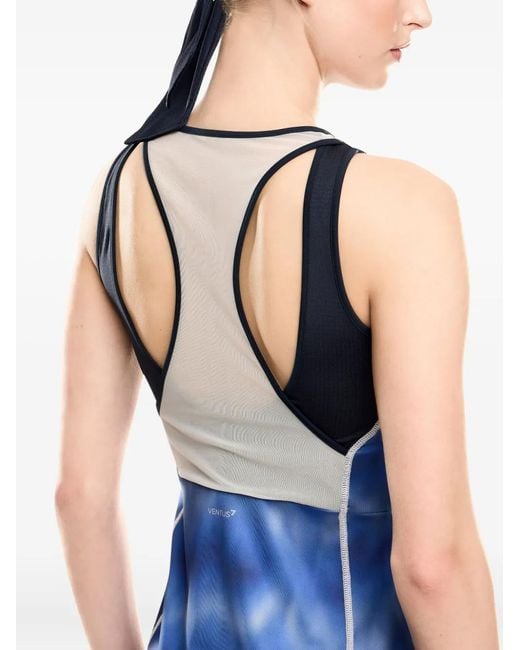 EA7 Blue Abstract-Print Tennis Dress