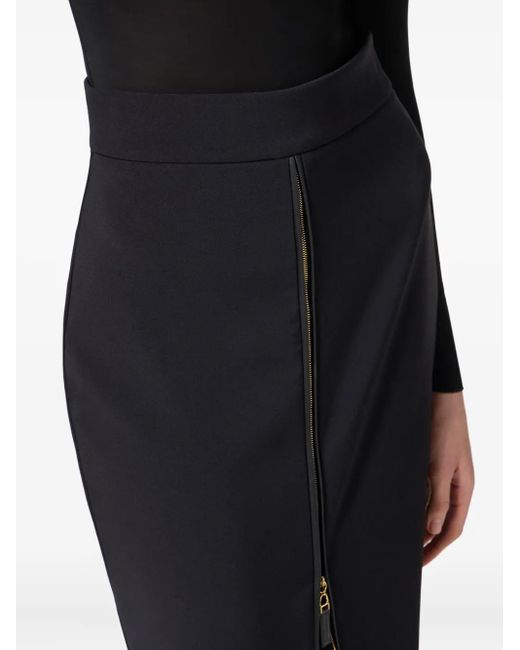 Elisabetta Franchi Crêpe Midi-Rok Met Rits in het Blue