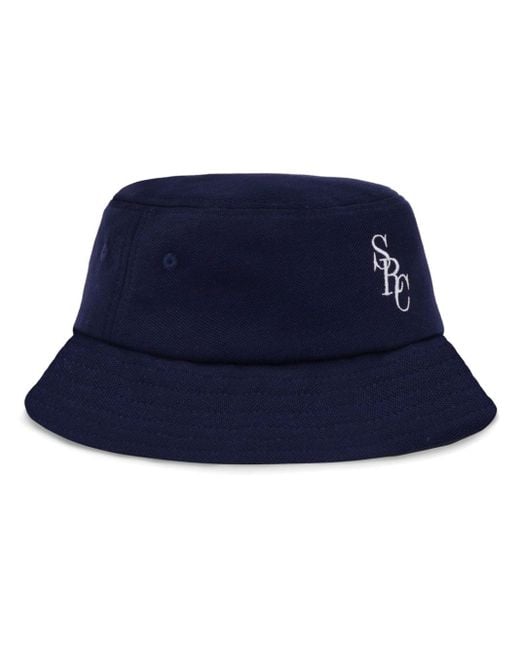 Sporty & Rich Blue Embroidered Bucket Hat