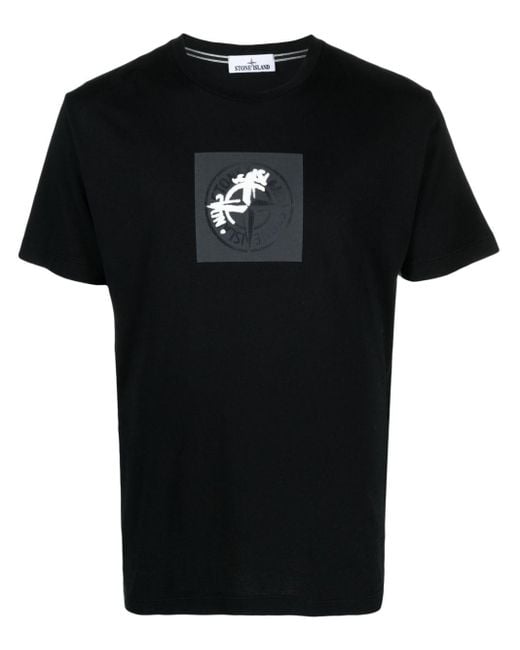 Stone Island Black T-Shirt 'Institutional One' Print for men