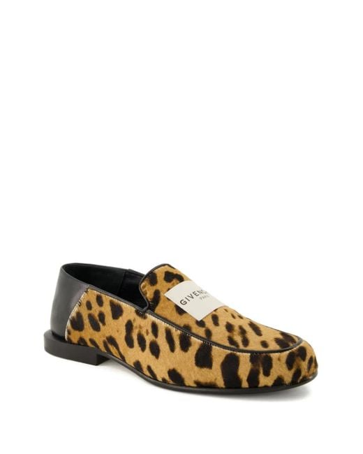 Givenchy Black Leopard-Print Leather Loafers