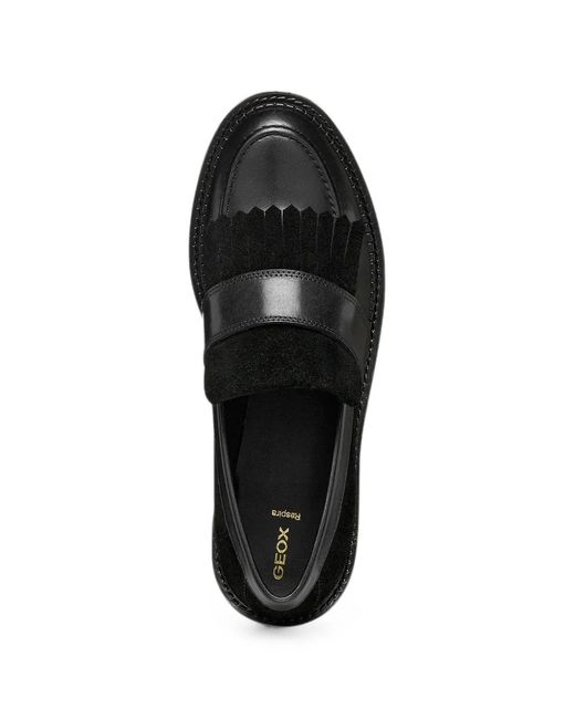 Geox Black Fringed Panelled Loafers