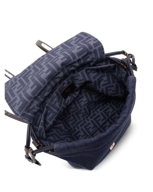 Fendi Blue Small Denim Backpack