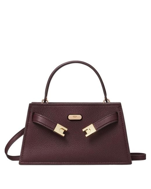 Tory Burch Purple Mini Lee Radziwill Pebble Tote Bag