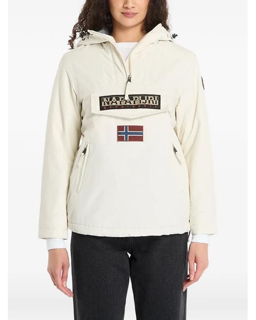 Napapijri White Logo-Patch Hooded Jacket