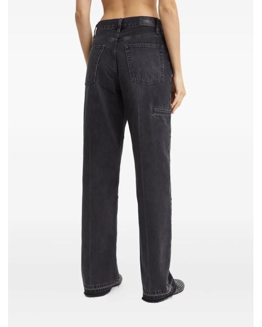 Helmut Lang Black Distressed-Hem Straight Jeans